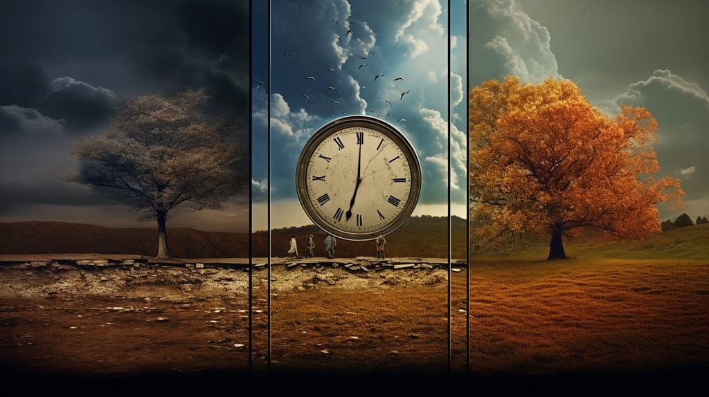 concept of "Time Passing" with the changing seasons displayed in a single frame. The personal injury case timeline