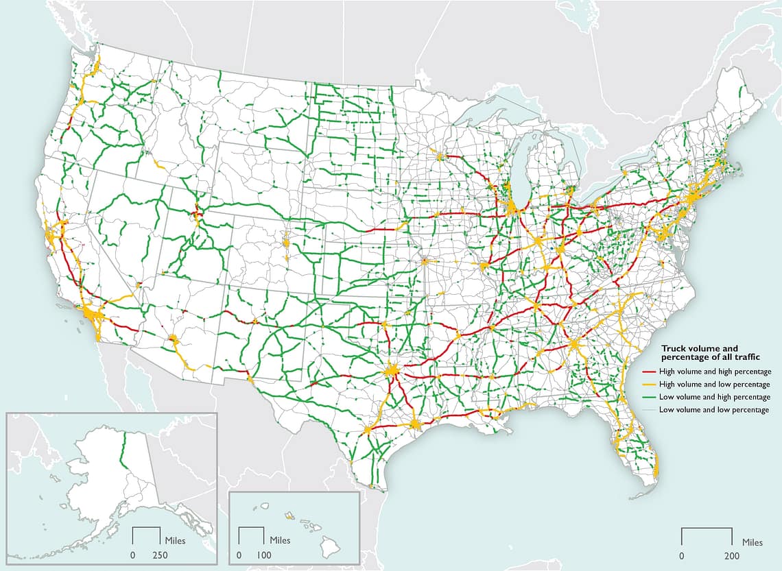 Major Truck Routes on the National Highway System 2015 - Bureau of Transportation Statistics