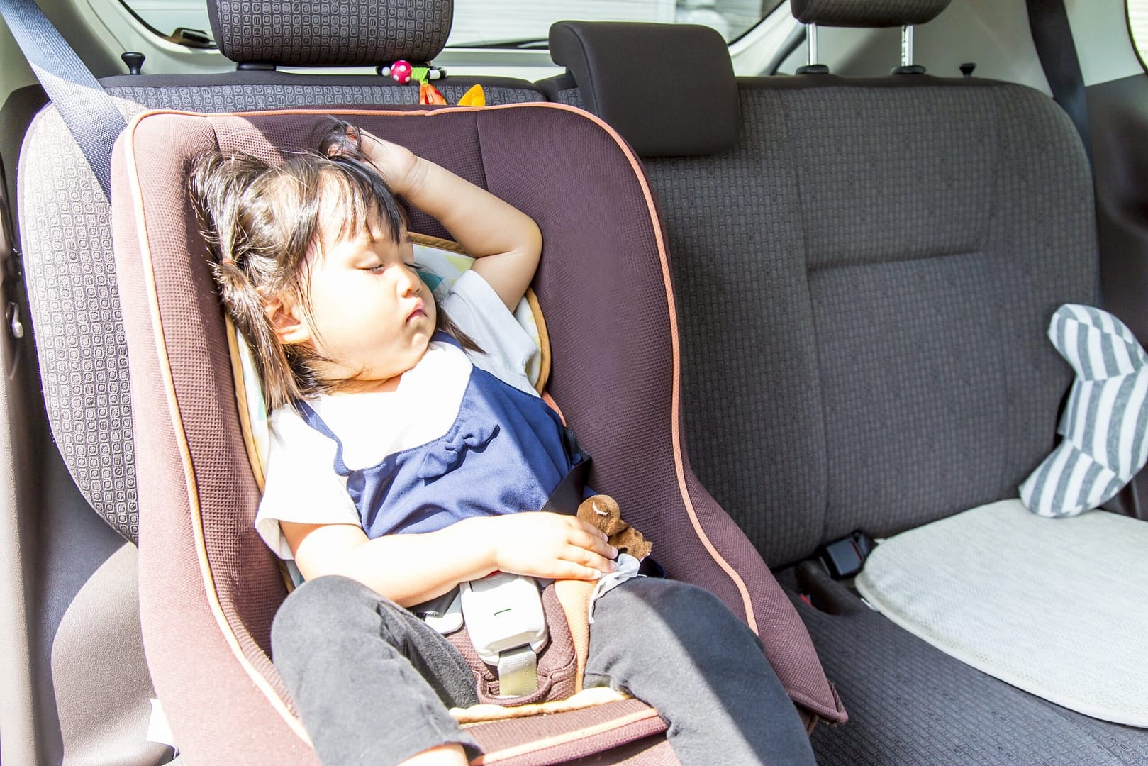 Hot car safety young child in back seat of car