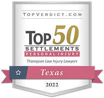 TopVerdict Top 50 personal injury settlements in Texas 2022 badge - Dallas Personal Injury Attorneys