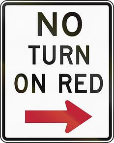 No Right on Red Sign