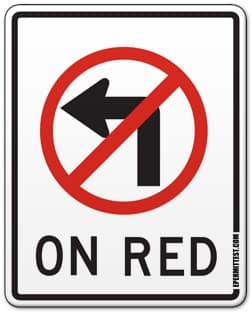 No a la izquierda en la señal roja