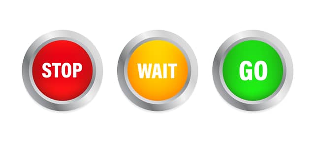 Stop, Wait, Go Glossy Buttons. Access signs. Red, yellow and green colors, chrome silver borders. Vector illustration - Is it Legal to Run a Yellow Light?