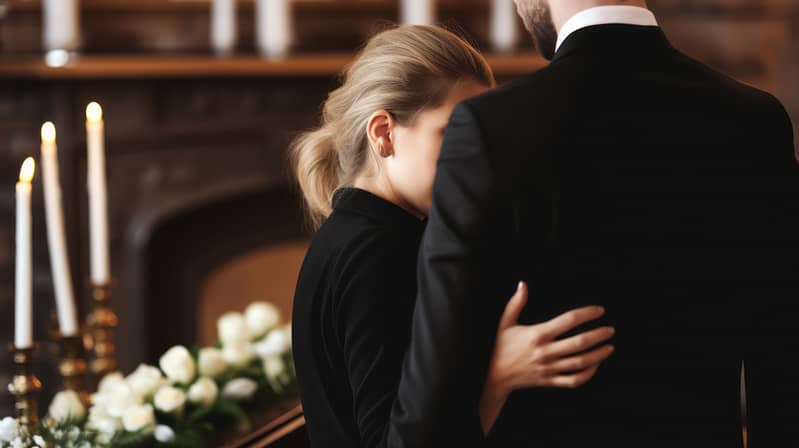 Woman and men in funeral. Wichita Falls Wrongful Death Lawyers