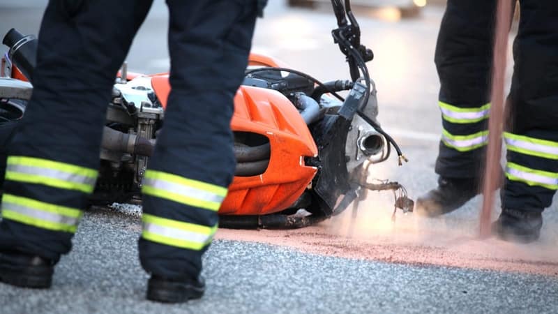 motorcycle accident with EMTs on the scene. Plano Motorcycle Accident Lawyer