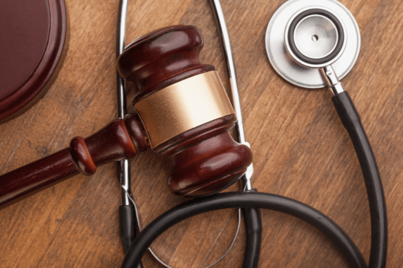 gavel and stetoscope. Personal Injury case