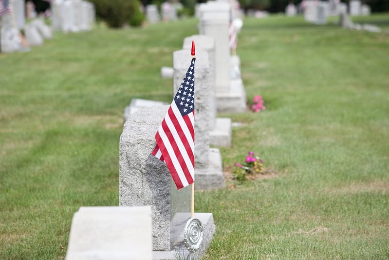 American flag on grave - Mesquite wrongful death lawyers